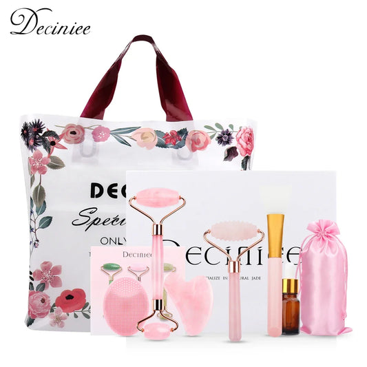 Deciniee-Natural Rose Quartz Jade Roller Gua