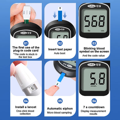 Cofoe Yice-Blood Glucose Meter, Test Strips, Lancets 