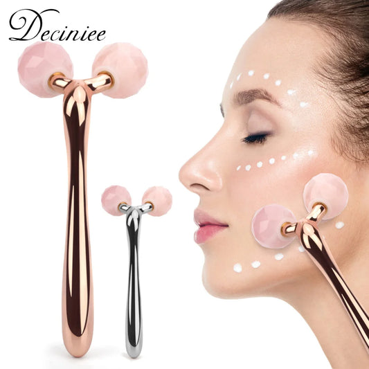 3D Rose Quartz Facial Massage Roller 