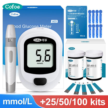 Cofoe Yice-Blood Glucose Meter, Test Strips, Lancets 