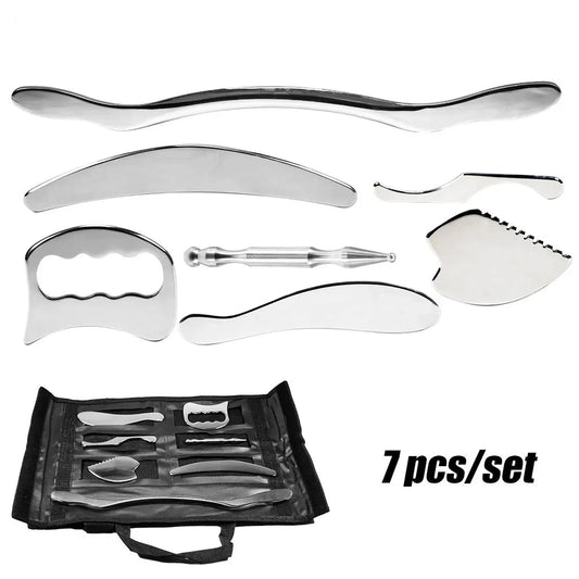 Ensemble d'outils de massage Gua Sha en acier inoxydable, 1/4/7 pièces