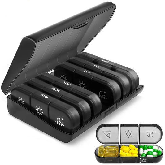 Portable Pill Box with Large Compartments