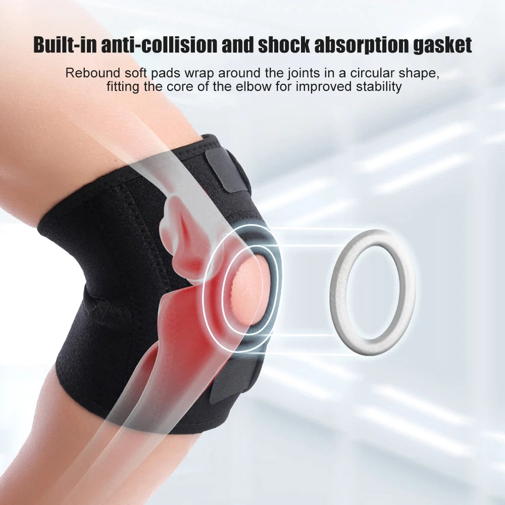 Adjustable elbow support with two stabilizers