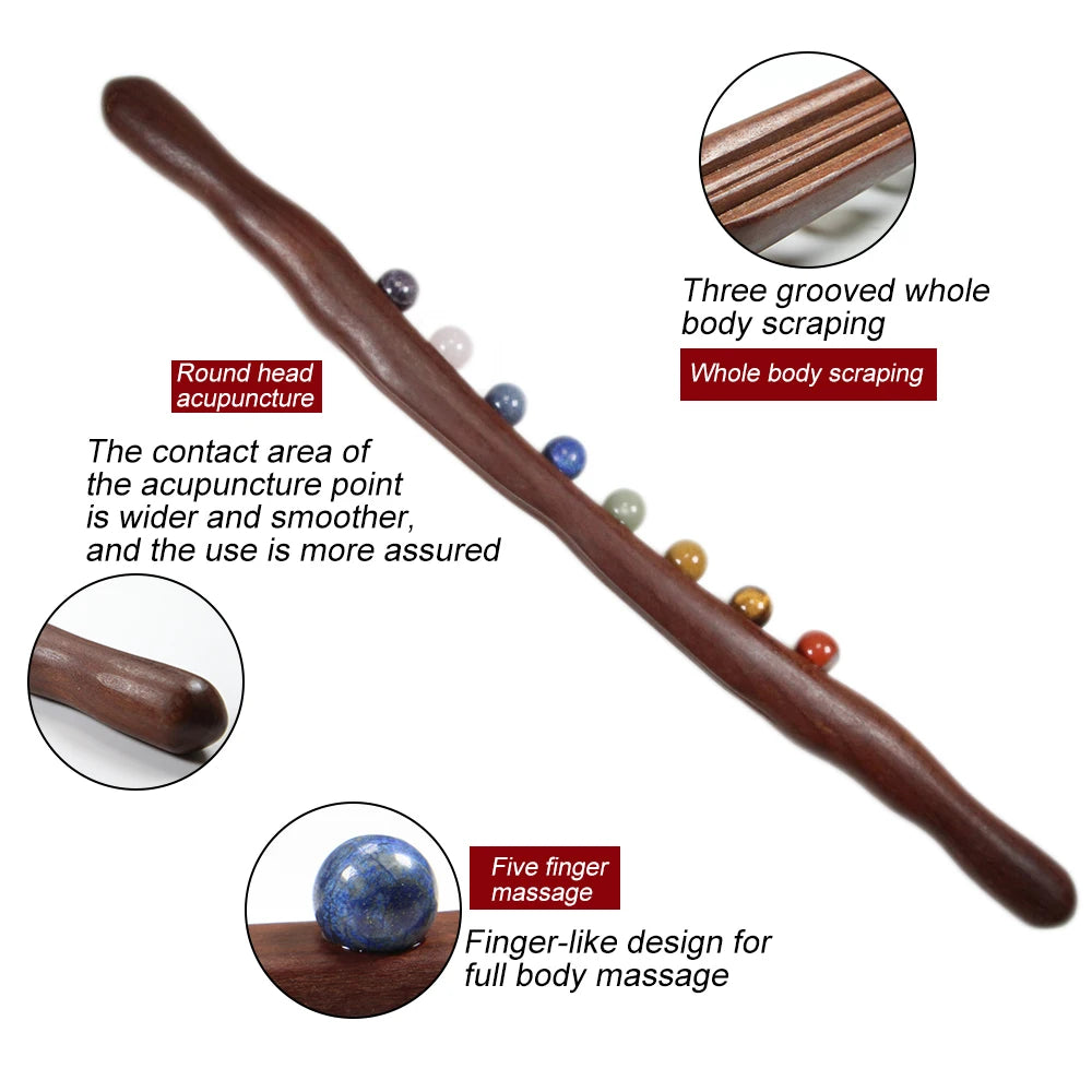 Guasha Massage Stick 10 Diversified Stone Beads 