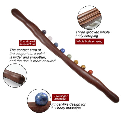 Guasha Massage Stick 10 Diversified Stone Beads 