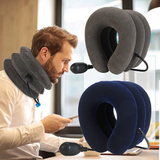 Inflatable neck support cushion