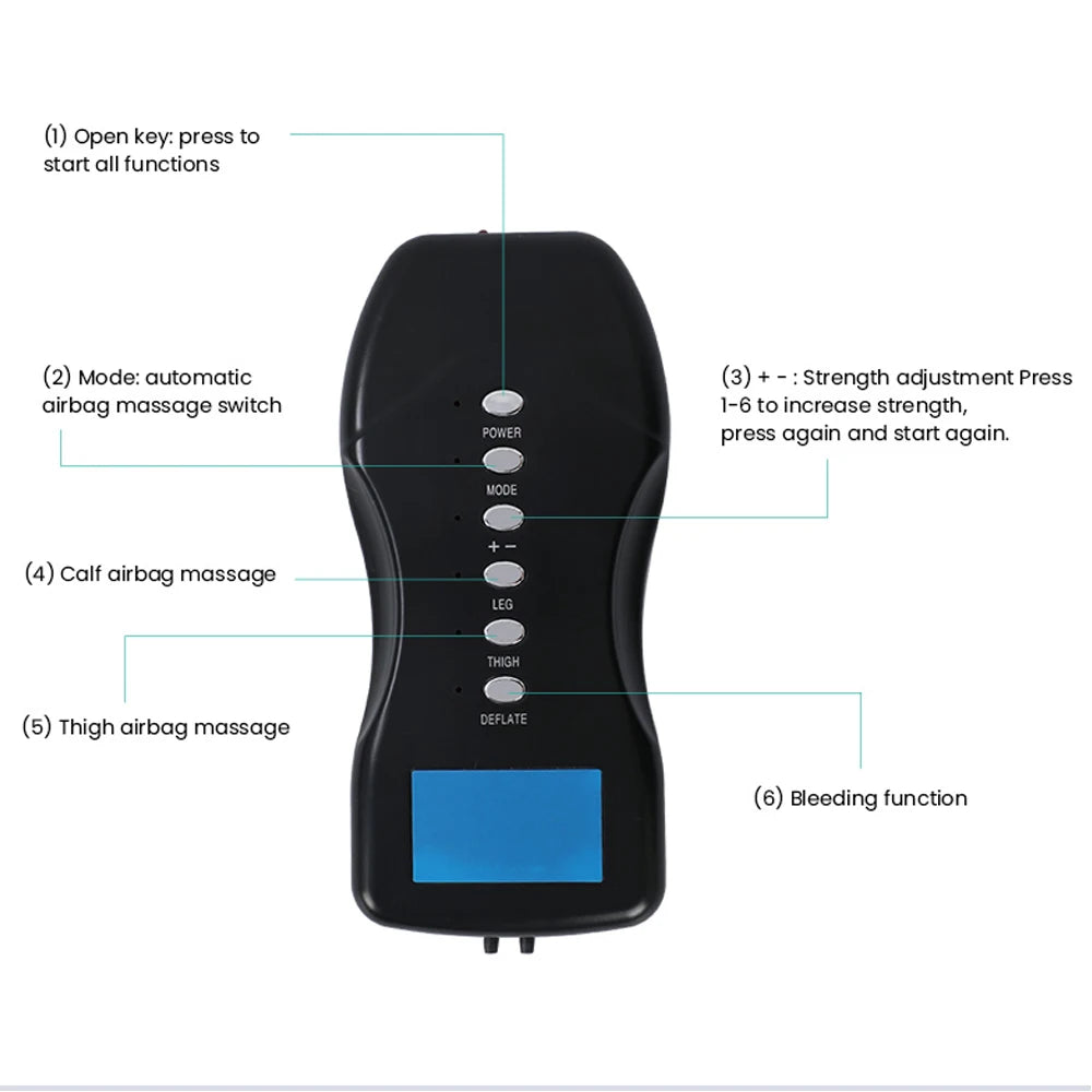 Pressotherapy leg massager with battery