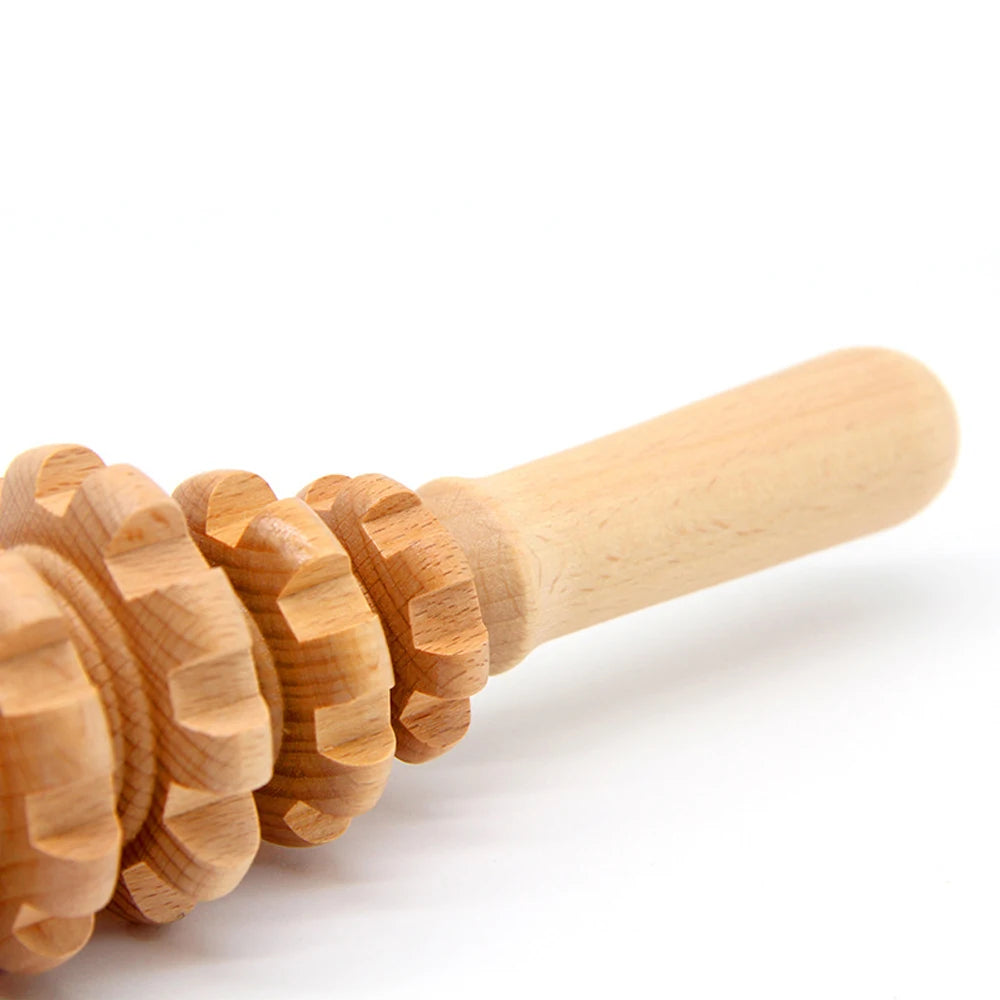 Oval wooden massage roller