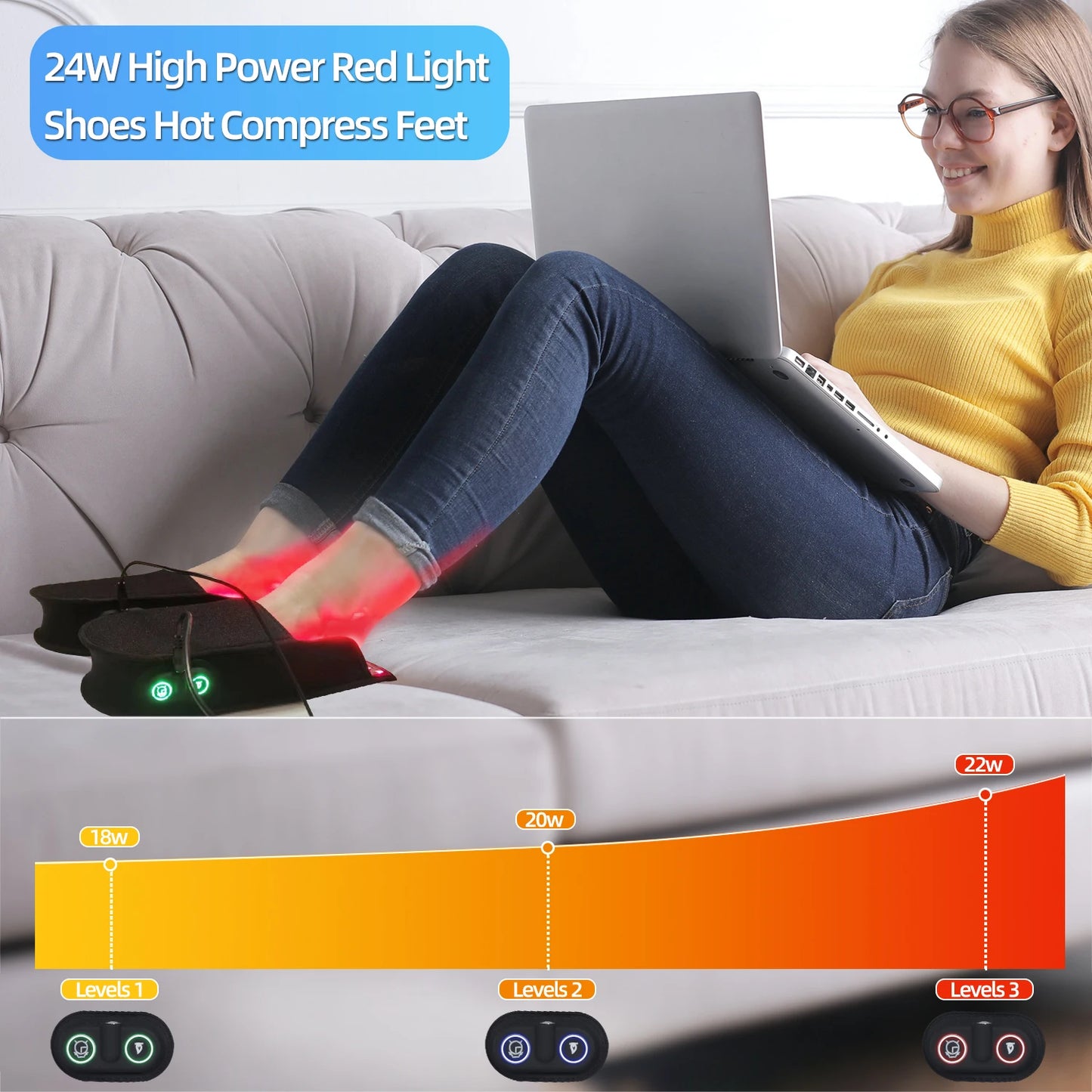 Infrared red light slippers for feet