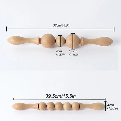 Portable wooden massage roller