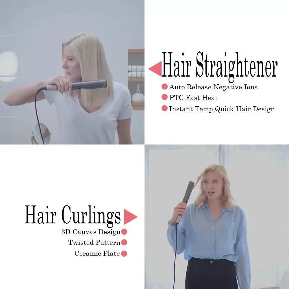 Professioneller 2-in-1-Haarglätter und Lockenwickler