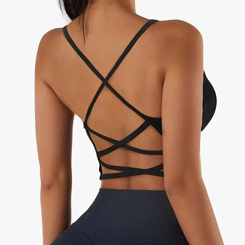 Soutien-gorge Push-Up respirant à bretelles croisées pour femme