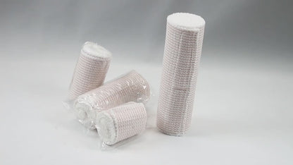 Round elastic bandage with self-closure